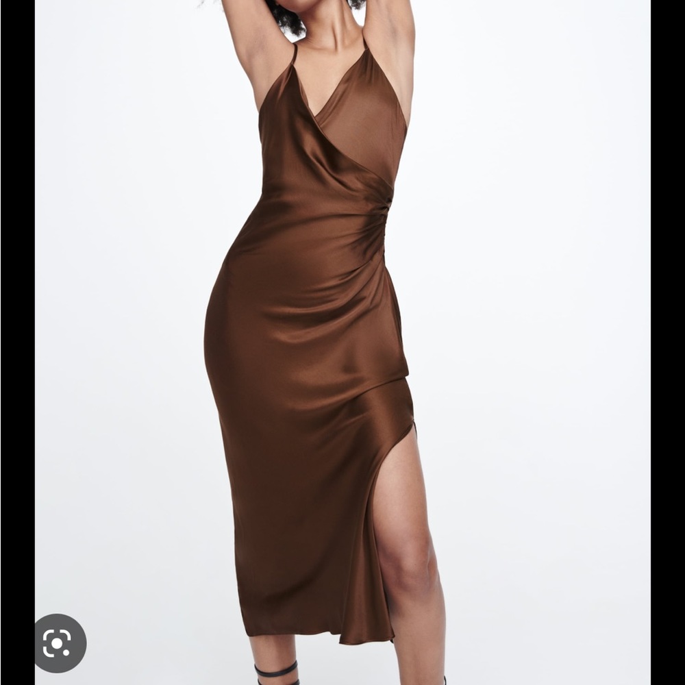 ZARA SATIN EFFECT SLIP DRESS